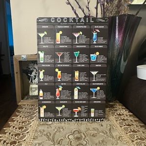 Metal Cocktail Recipes Sign - NIP